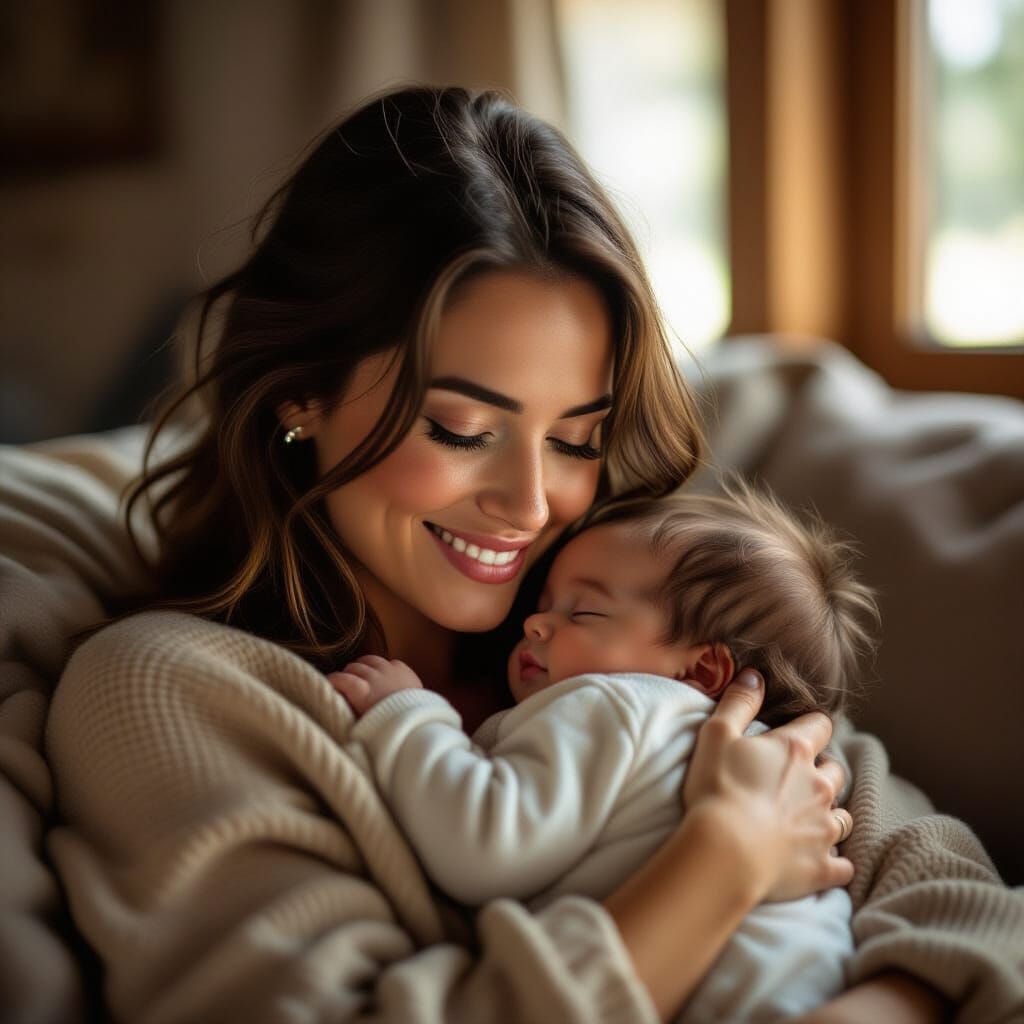 Mother and Child Portrait in Soft Ambient Light