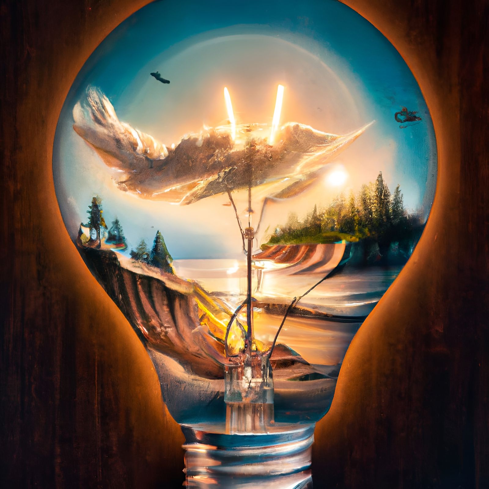 Nature and Lightning Inside a Lightbulb