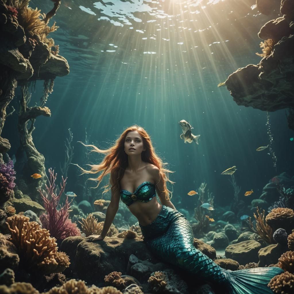 Magical Mermaid in a Cinematic Underwater World