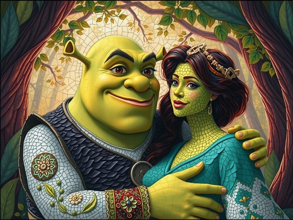 Shrek and mosaic Fiona