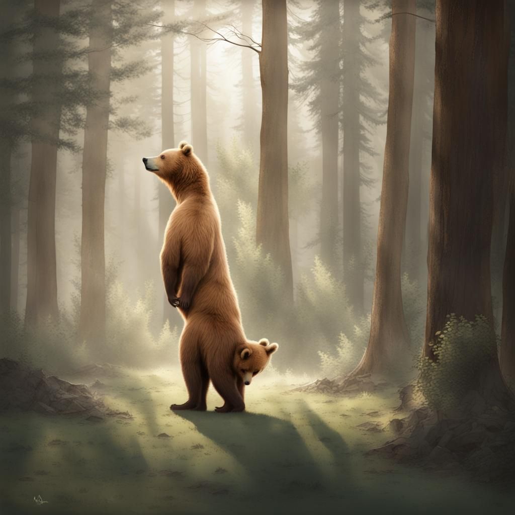 Woman's Surprised Encounter with Talking Bear in Park