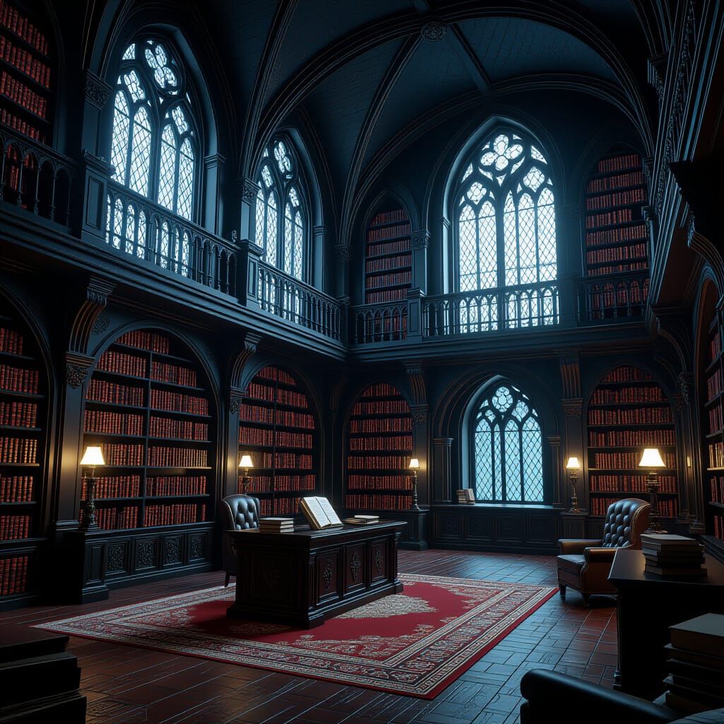 Gothic Library Concept Art in Unreal Engine 5