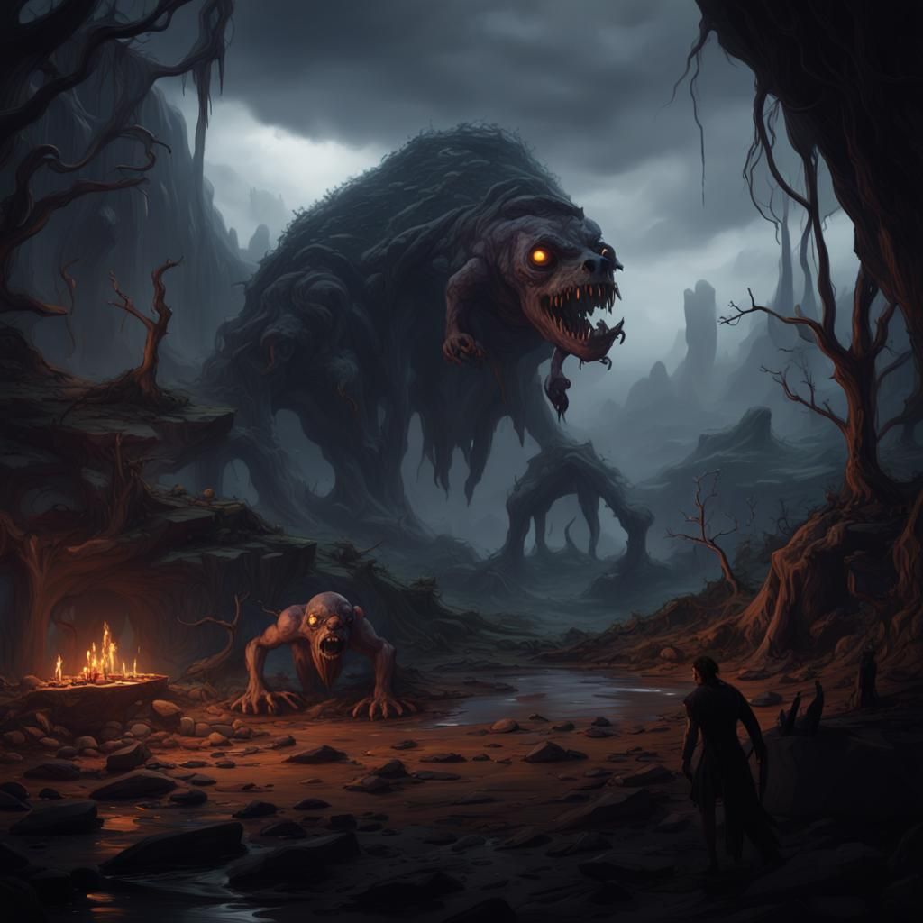 Limbo-esque Dark Landscape with Creature