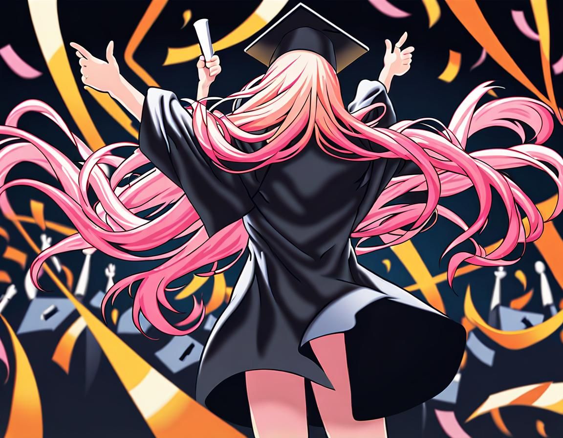 Woman Celebrates Graduation With Diploma