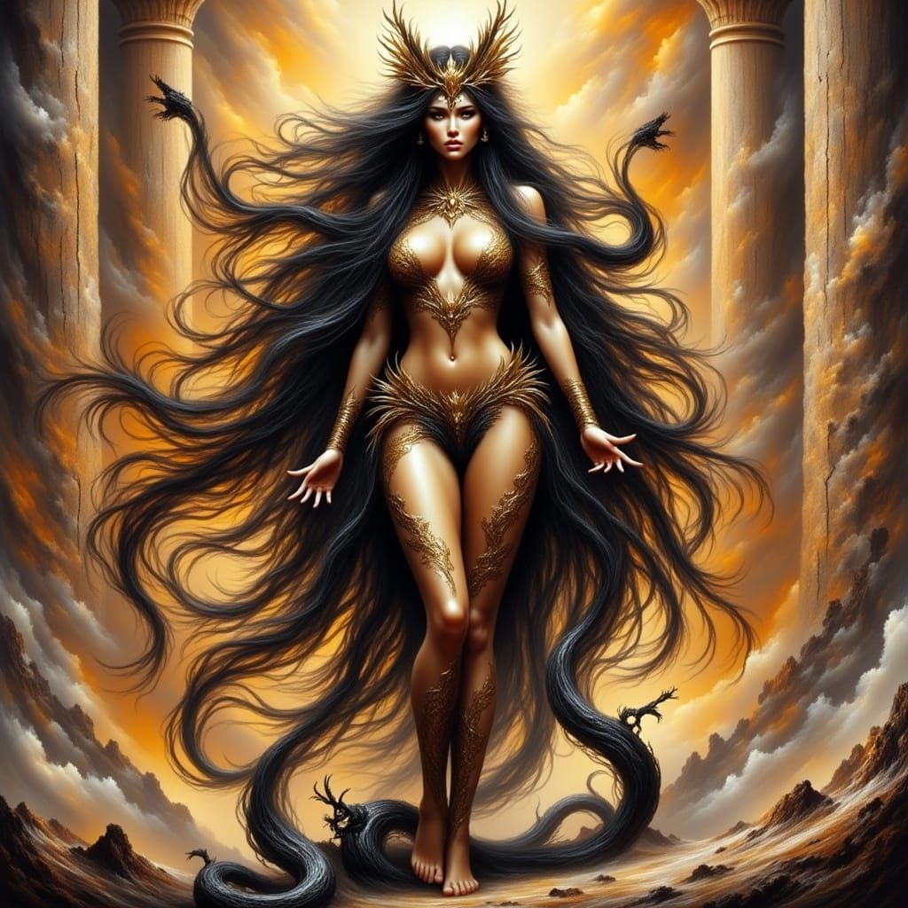 Anime Egyptian Goddess Commanding Serpents in 4K