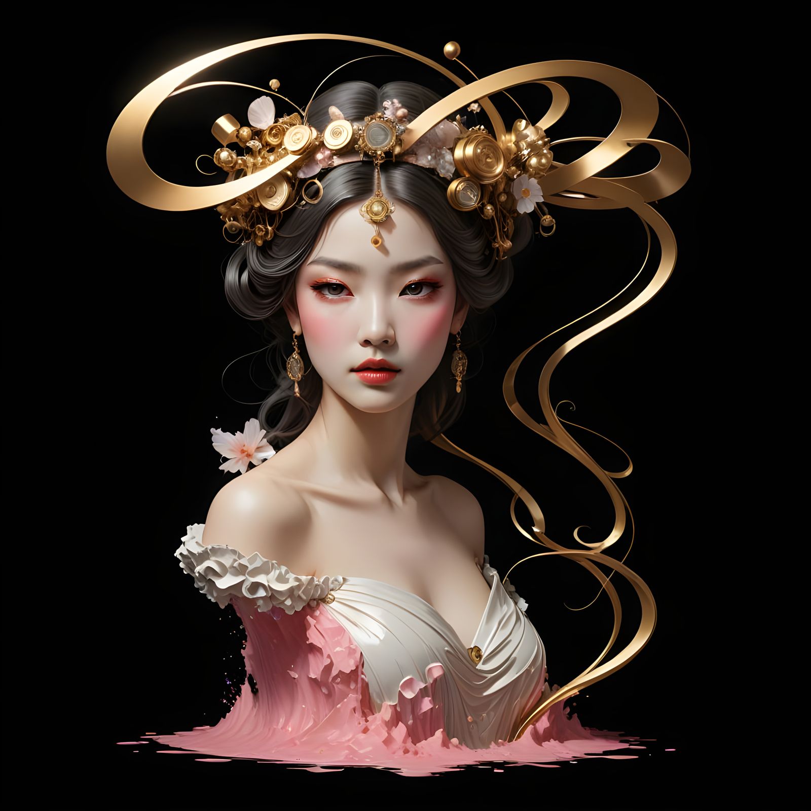 Geometric Sumi-e Portrait in Pop Art Style