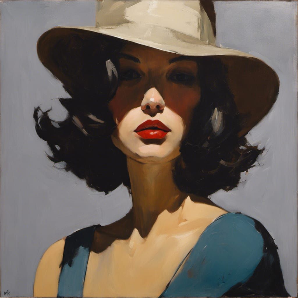 Girl in Hat: Impressionistic Portrait