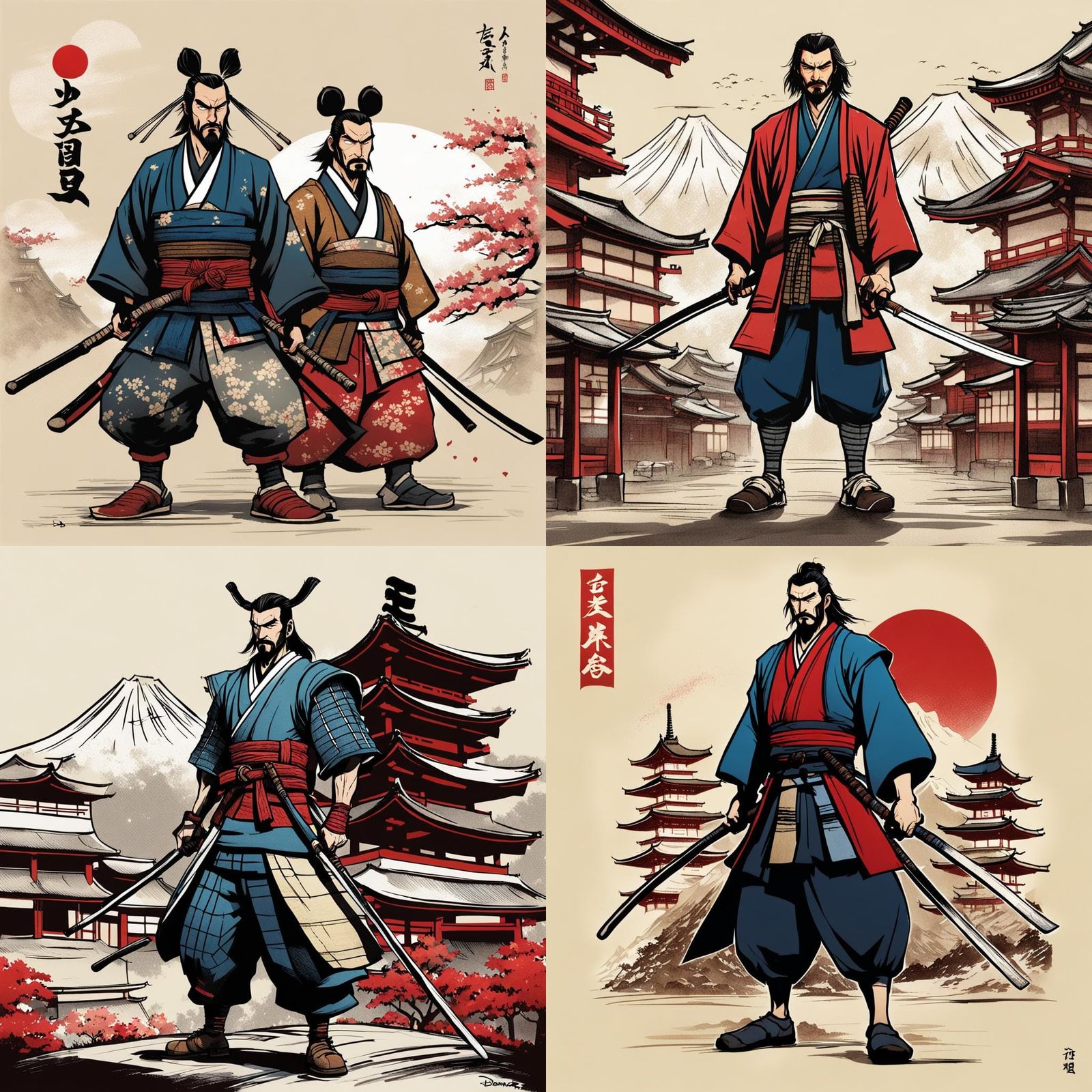 Samurai Logan Character in Disney Style Japan