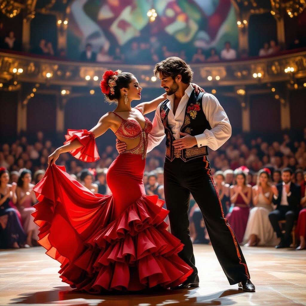 Flamenco Dancers in Neo-Impressionist Style