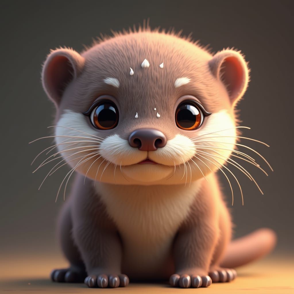 Smiling Baby Otter Close-Up: Anime and 3D Art