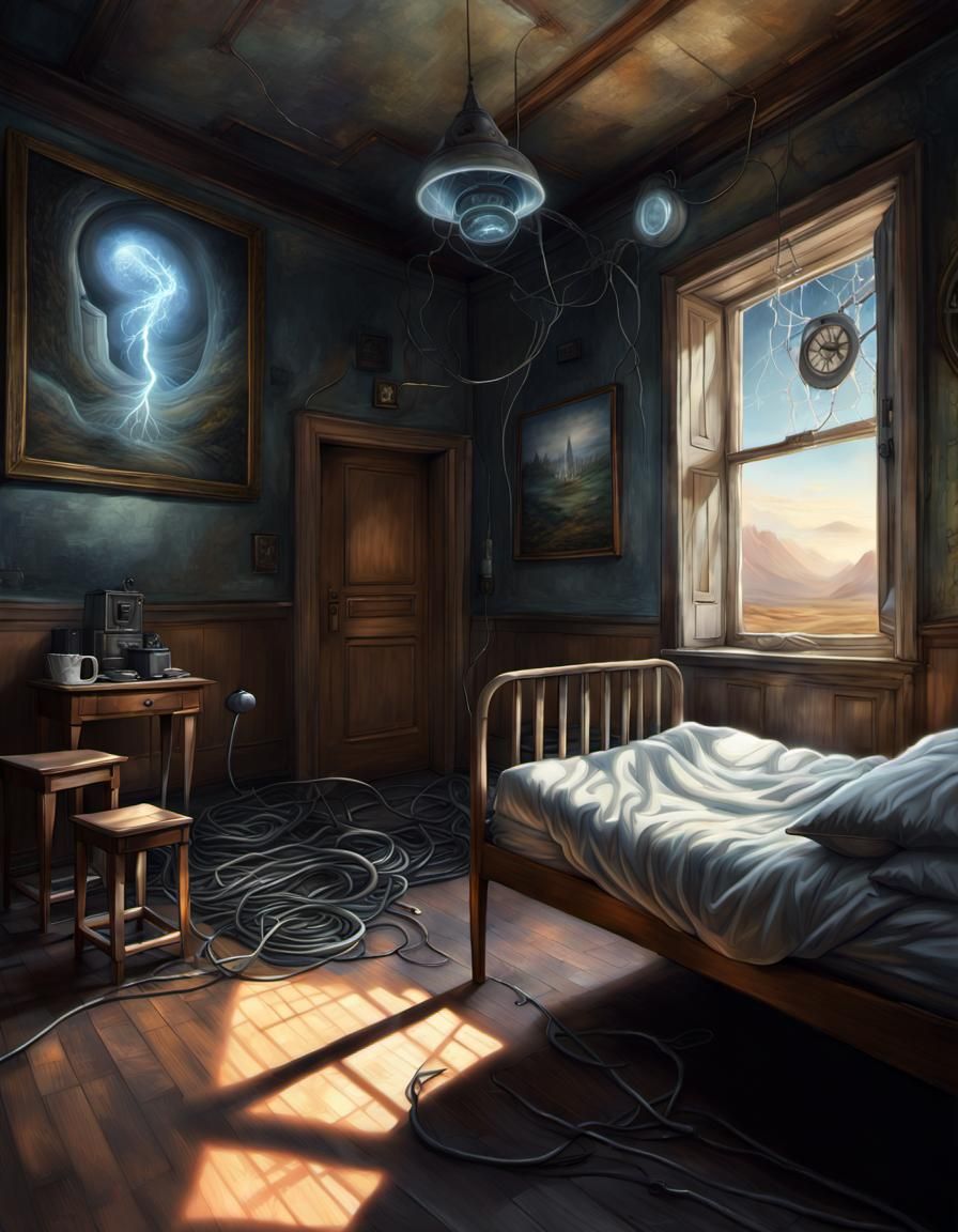 Electromagnetic Sanctuary: Detailed Surreal Digital Illustra...
