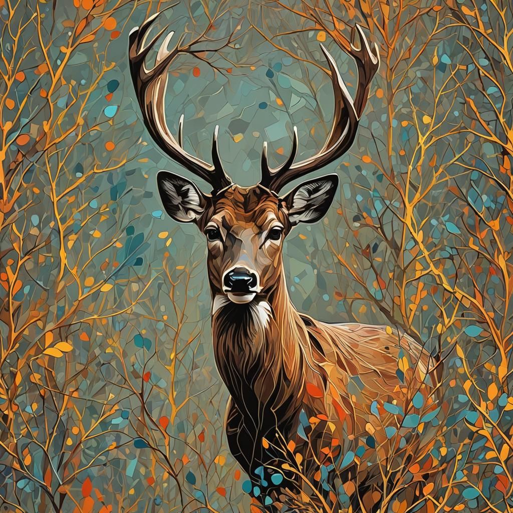 Abstract Deer Heart in Complementary Colors