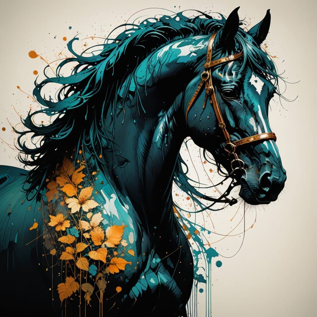 Double exposure photography :: Silhouette of a Horse :: breathtaking cover art, insanely detailed, ...