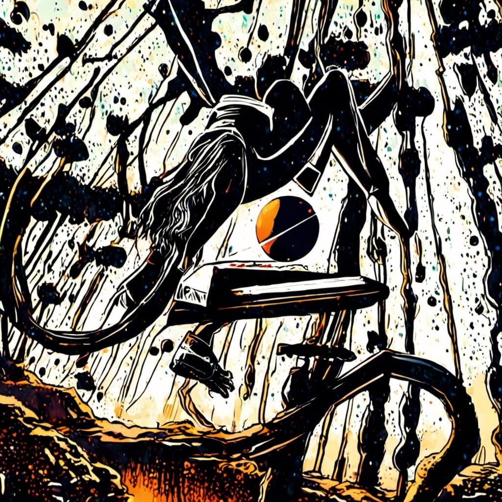 Girl, Solar System, and Approaching Spaceship