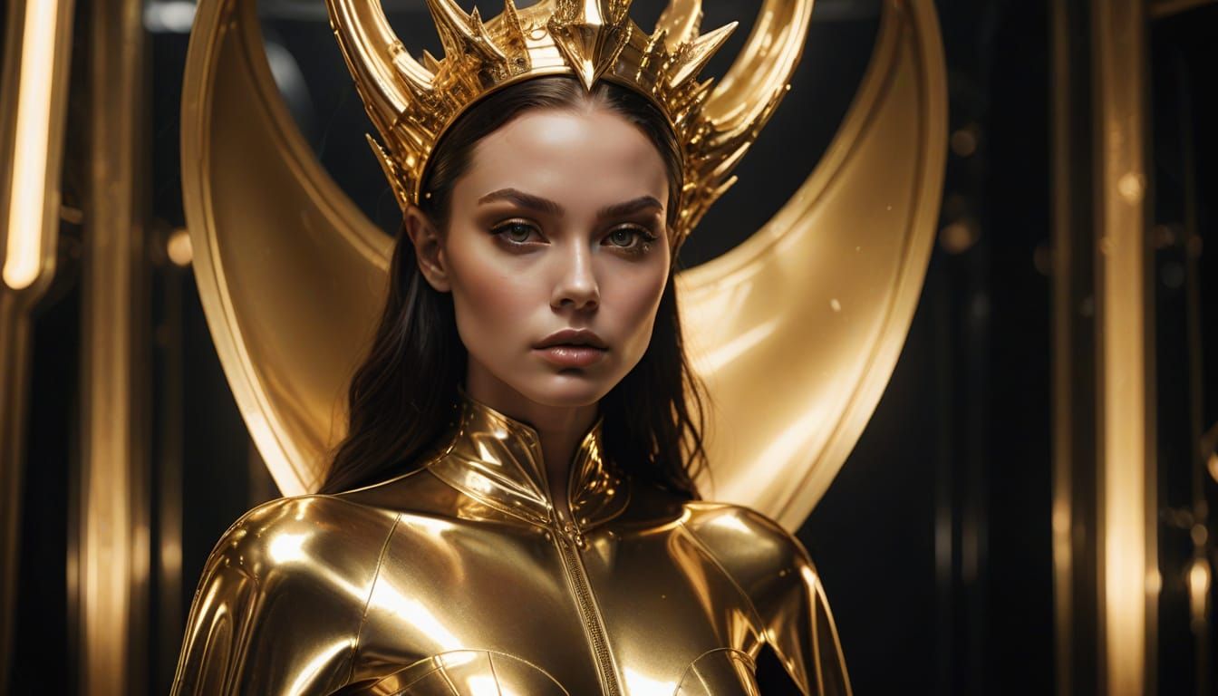 Regal Alien Princess in Majestic Latex Cape