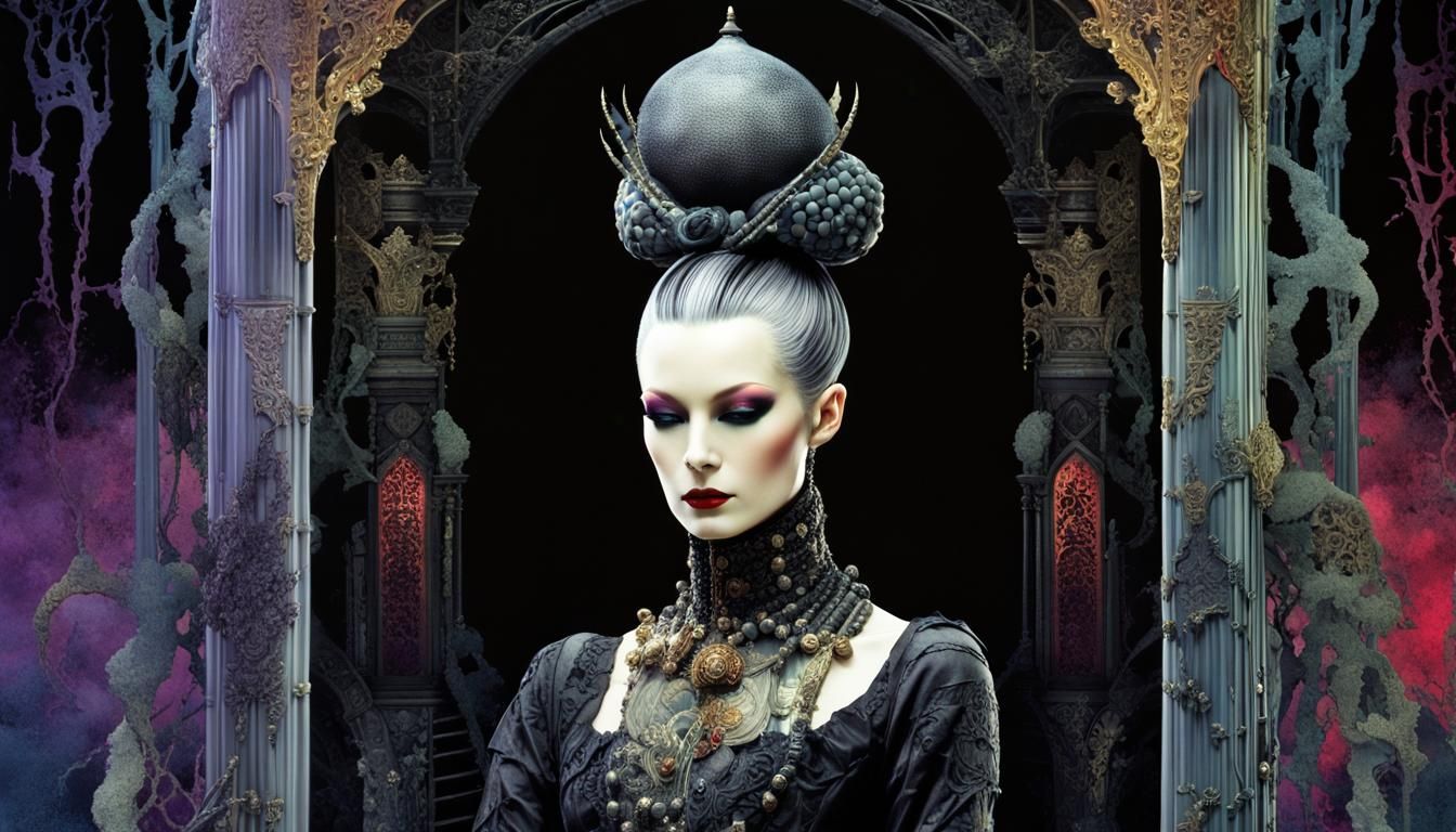 Biopunk Shrine: Necroid Lady in Victorian Dress