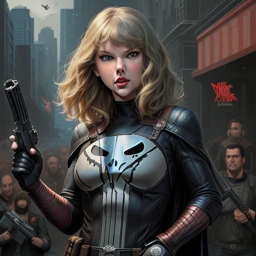 Taylor Swift as The Punisher: Comic Book Art