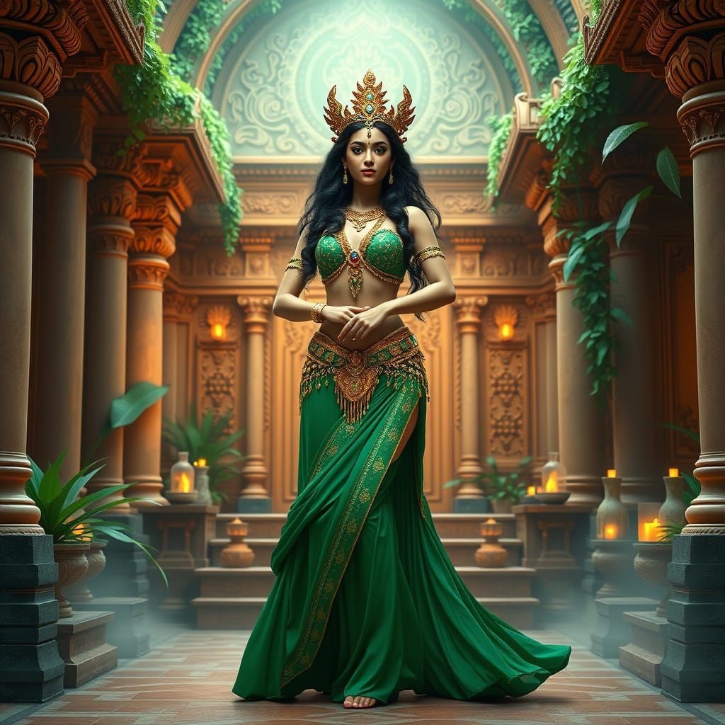 Exotic Goddess in Ancient Temple Sanctuary