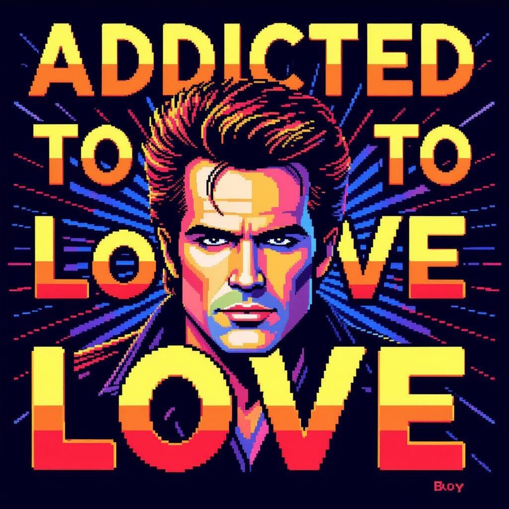 Robert Palmer Pixel Art Portrait in 80s Arcade Style