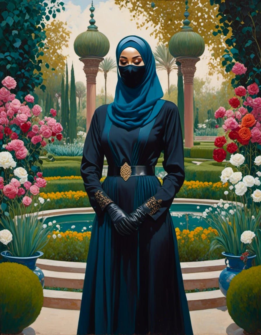 Mystic Garden: Masked Woman Portrait