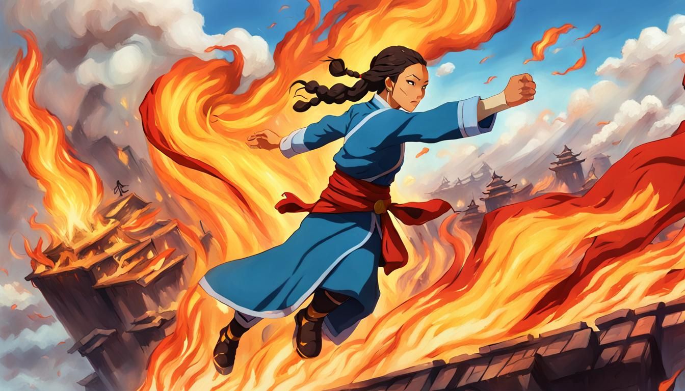 Giantess Katara's Fire Nation Destruction