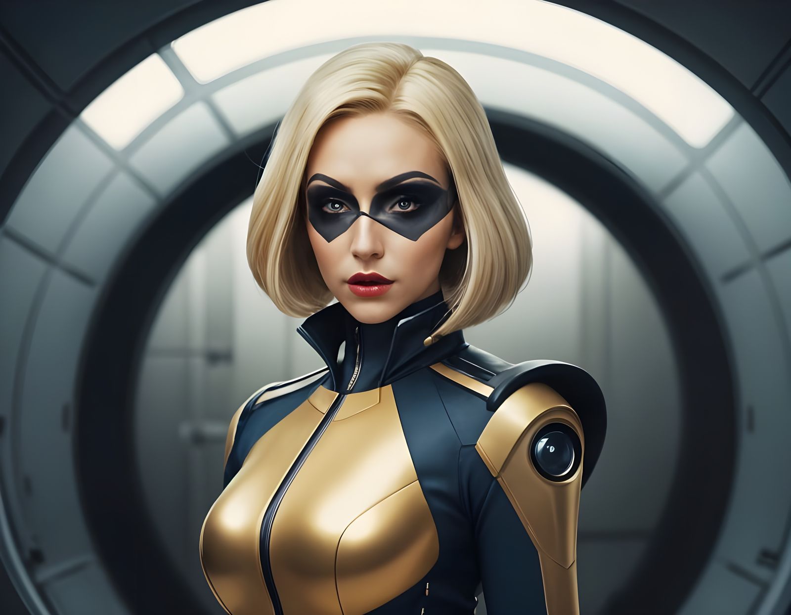 Glamorous Space Explorer in Futuristic Space Dock