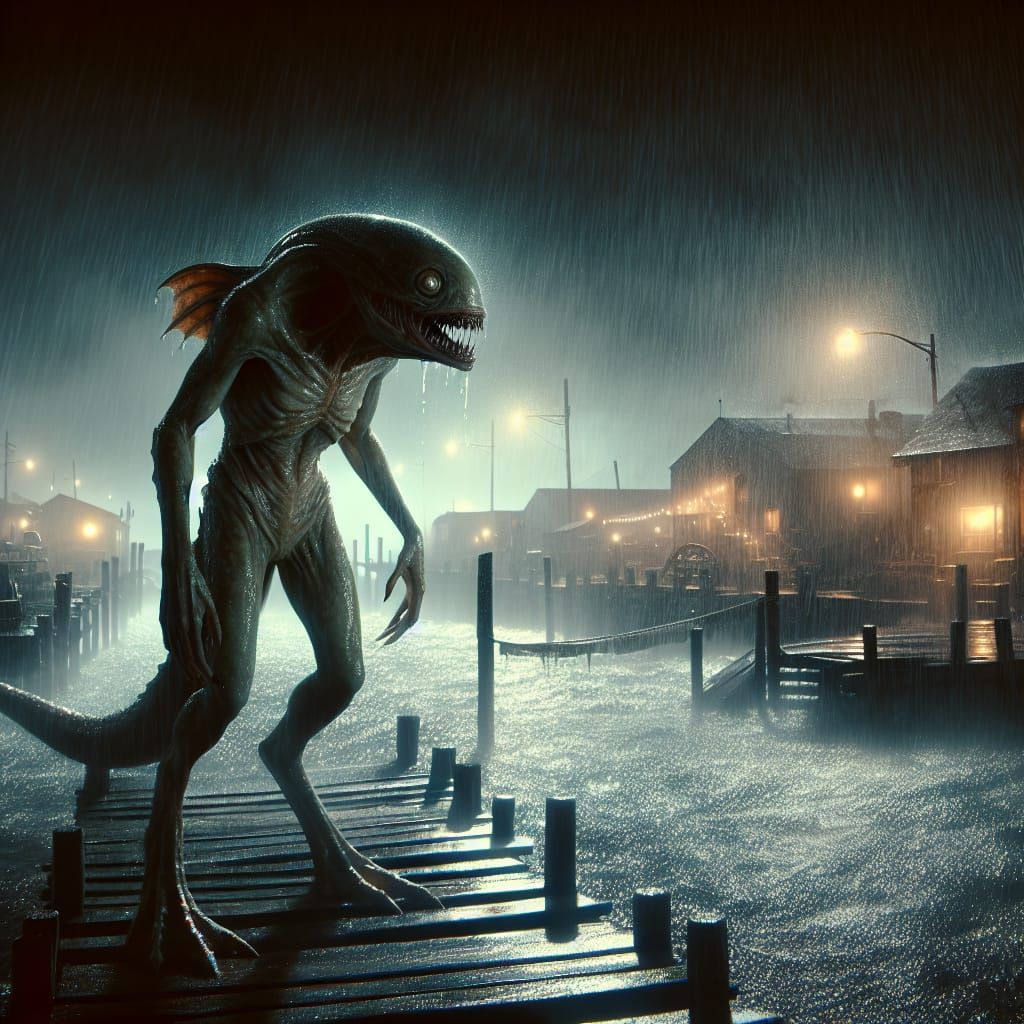 Lovecraftian Horror: Deep One in New England Harbor