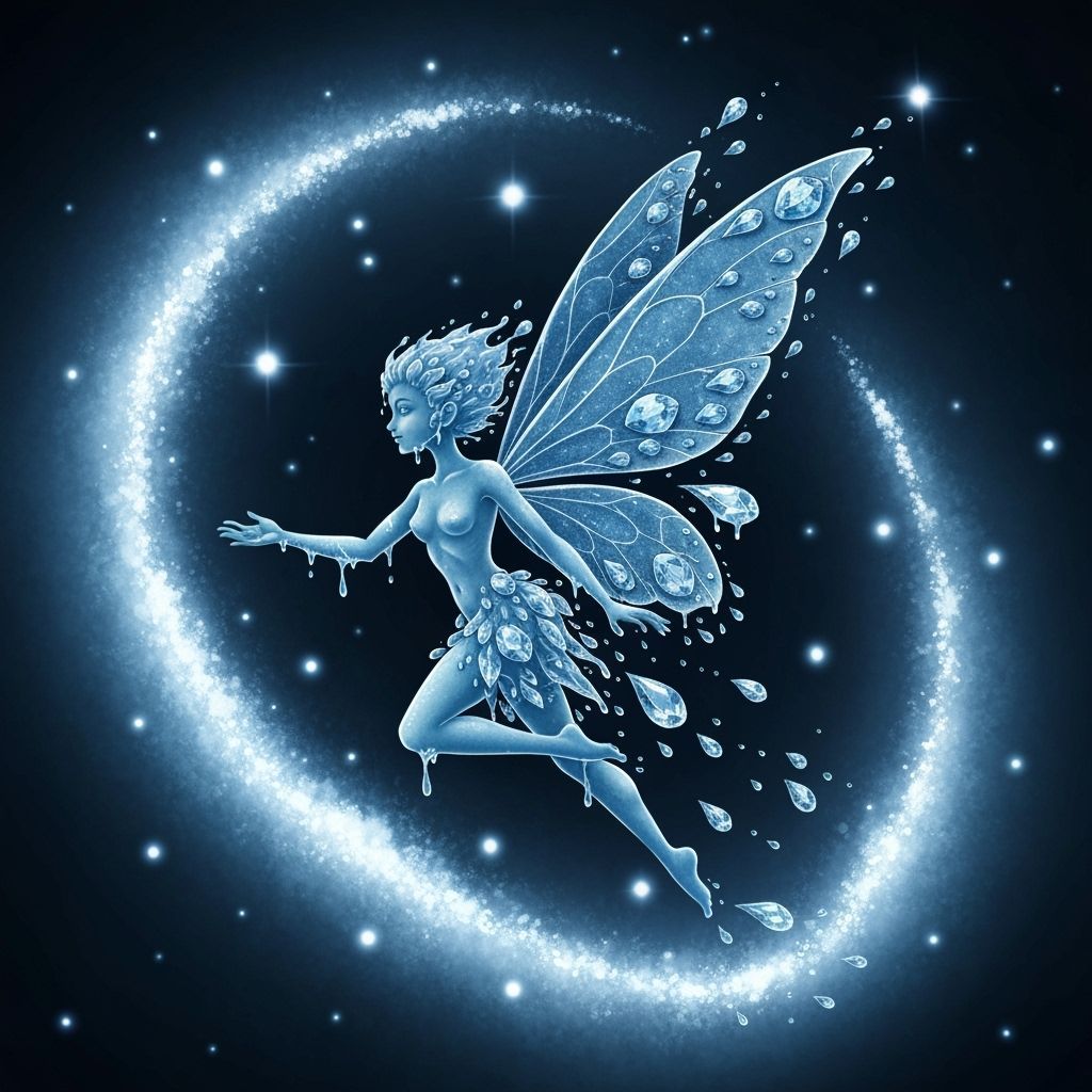 Ethereal Winged Pixie Formed from Ice and Water