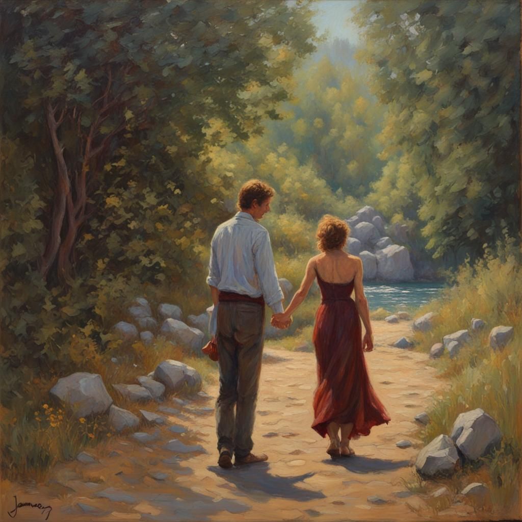 Eternal Embrace: An Oil Painting of Everlasting Love