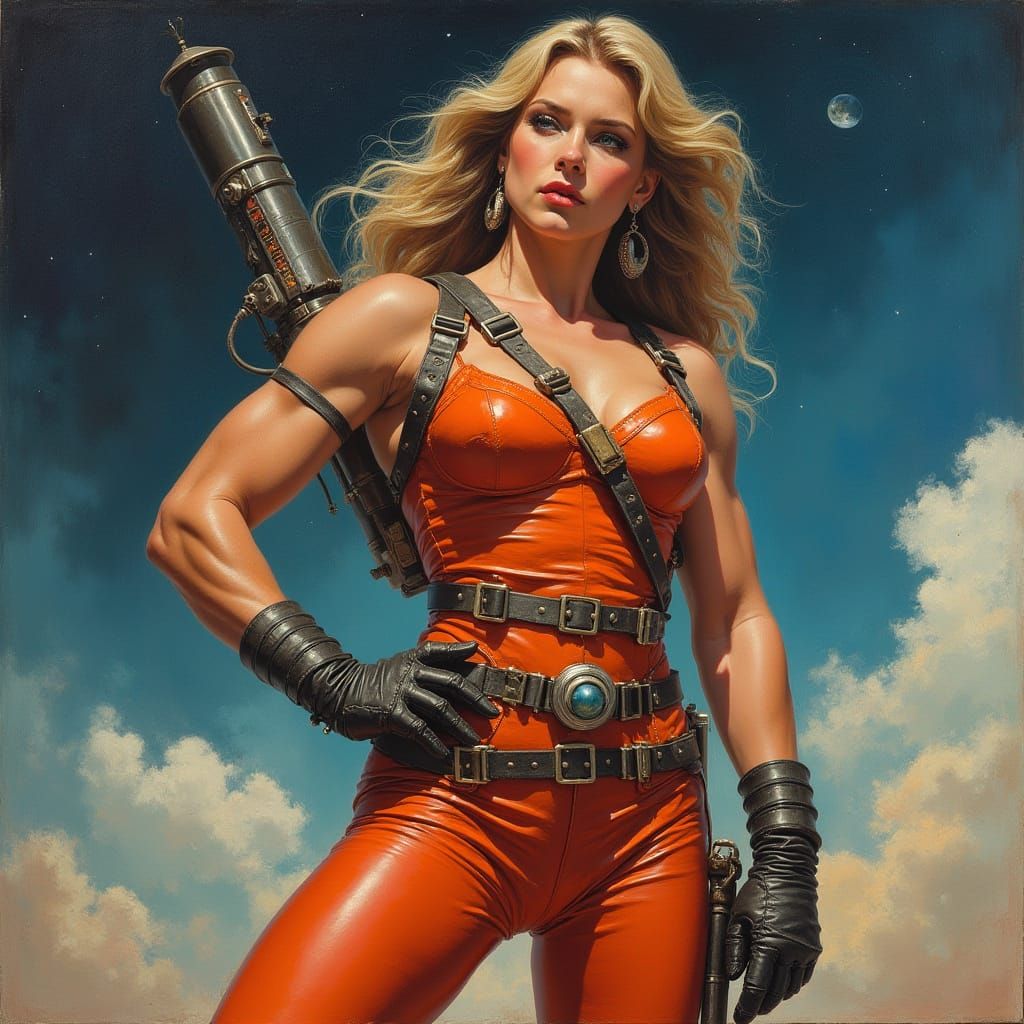 Buck Rogers Space Adventurer in Vibrant Oil Painting