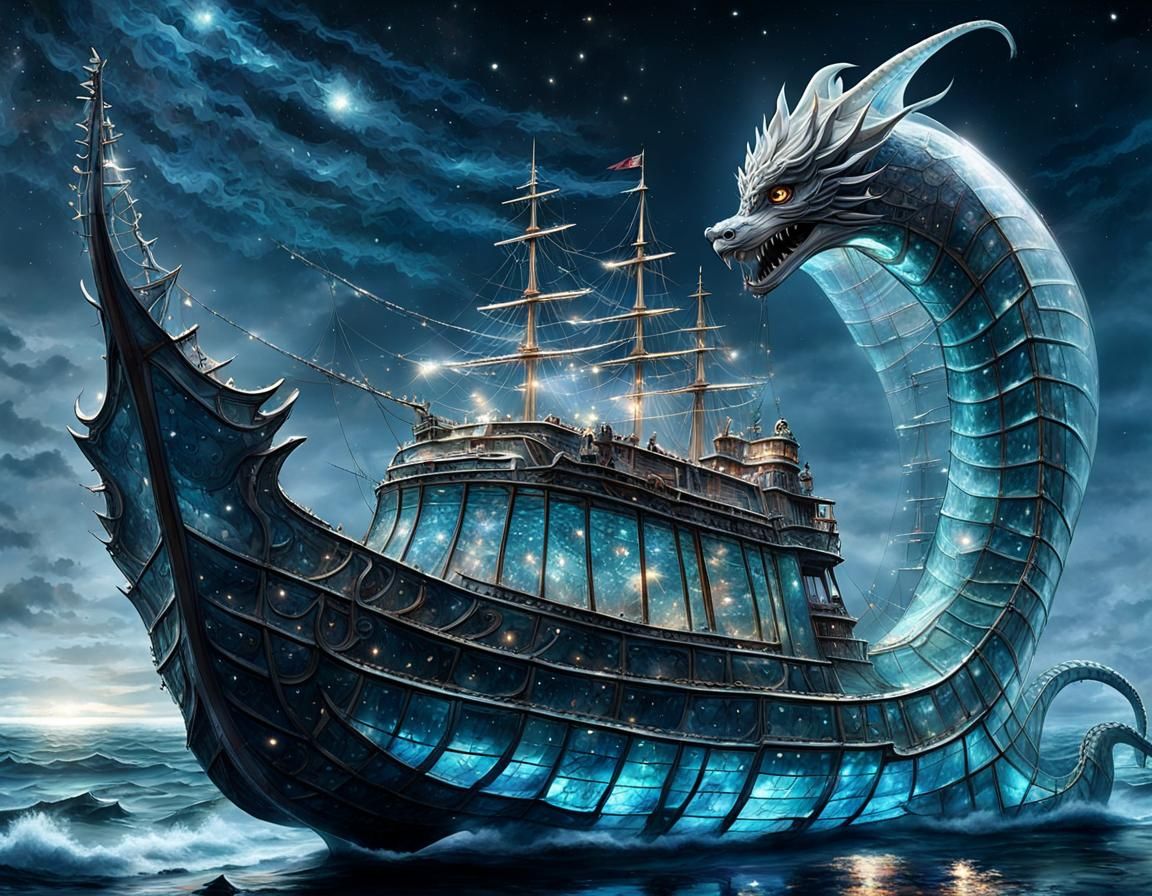 Crystal Sea Serpent Ship on Starry Seas