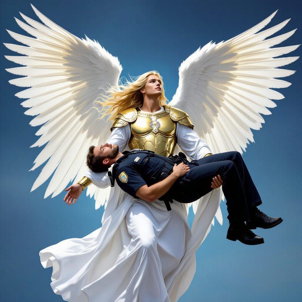 Powerful Angel Carries Fallen Officer Skyward