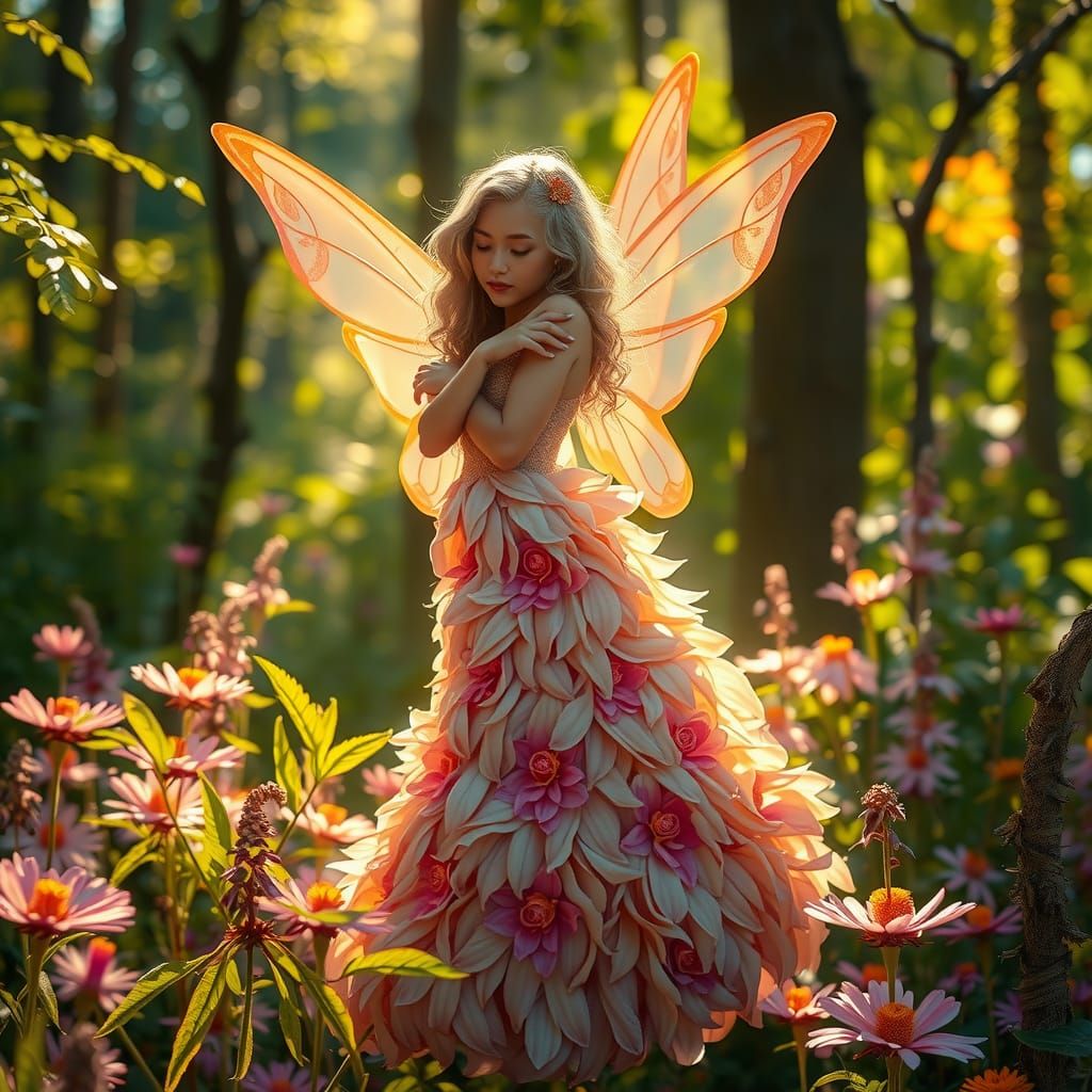 Enchanted Fairy in Forest, Dreamlike Realism Style