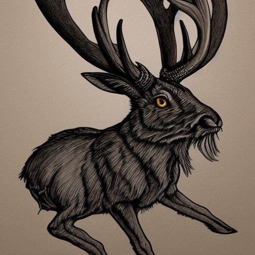 Eldritch Jackalope with Intricate Details