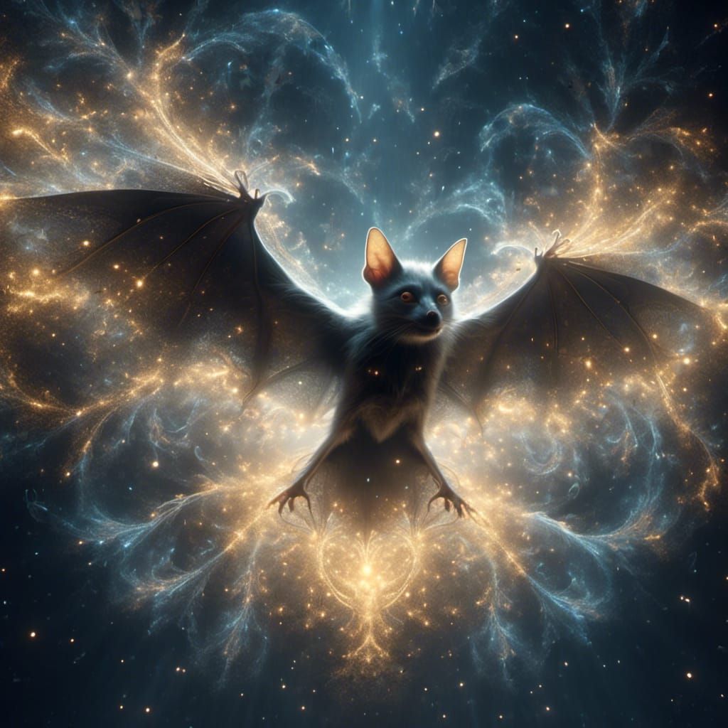Ethereal Vampire Bat with Sparkling Particles