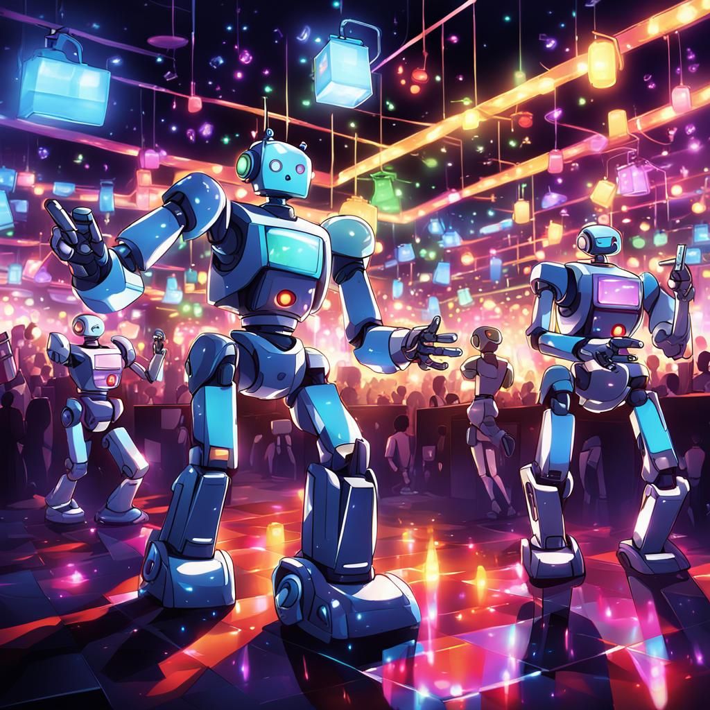 Dancing Robots in Anime-Inspired Club Scene