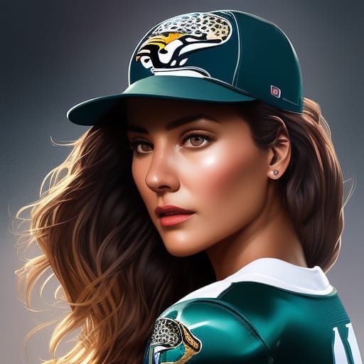 Beautiful Woman in Jaguars Gear: Steampunk Portrait