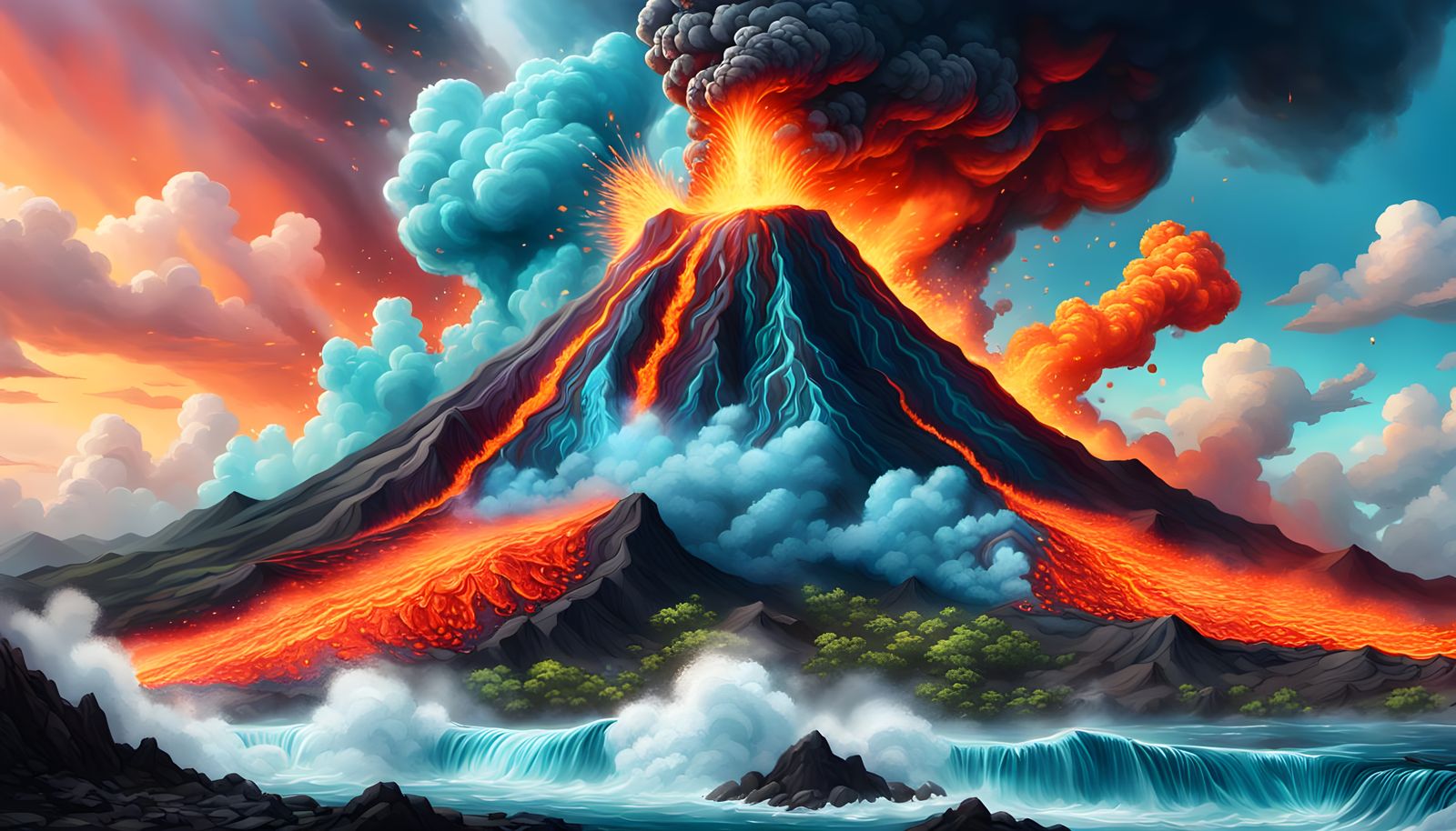 Turquoise Lava Eruption in Hawaiian Volcano