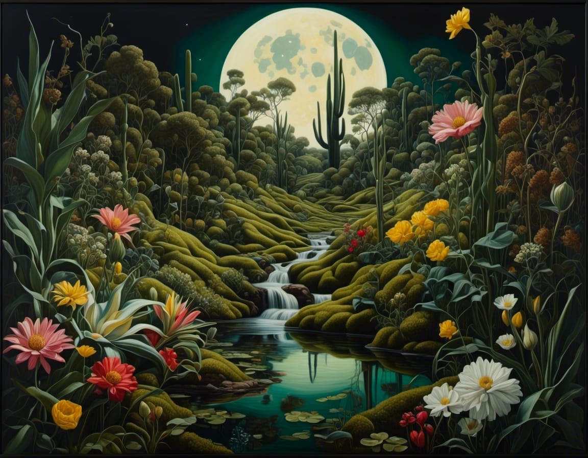 Striking Snake Slithering Through Floral Cityscape