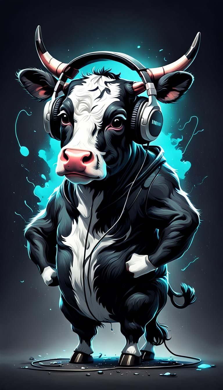 stunning image of a cute adorable wacky black and white cow ...