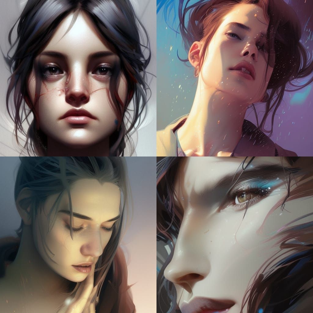 Depression Portrait in Detailed Splash Art Style
