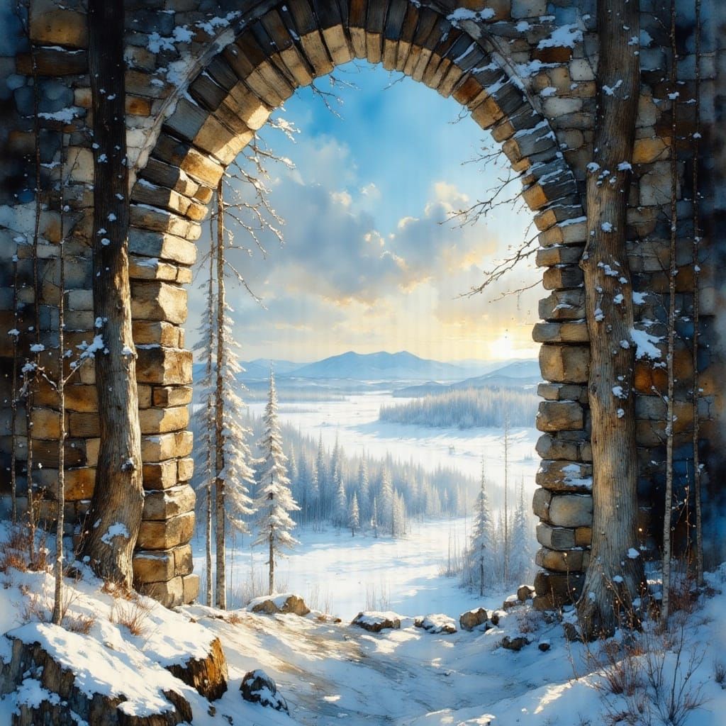 Epic Tundra Landscape View from Castle Window