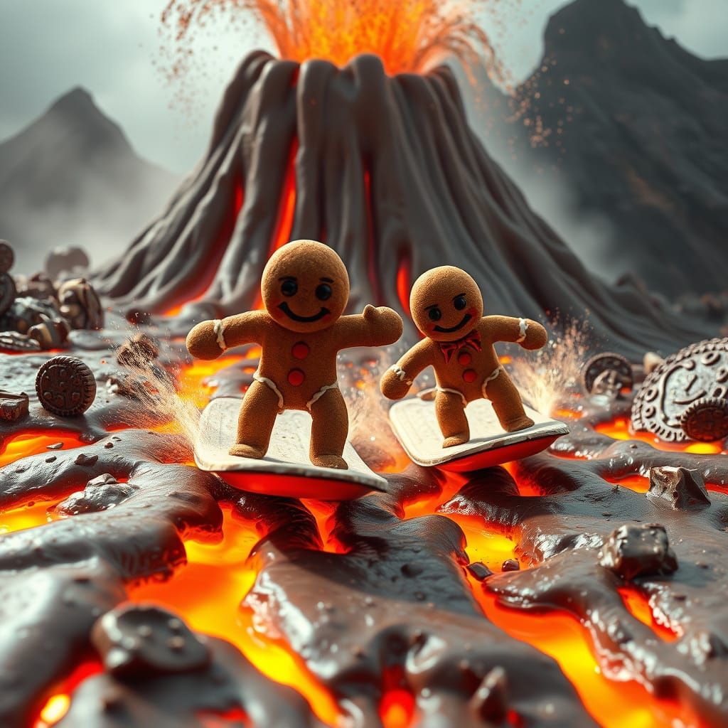 Gingerbread Adventurers Ride Chocolate Surfboards Down Lava ...