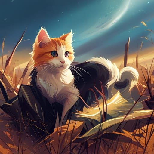 Cute Cat on the Farm in Detailed Art Style