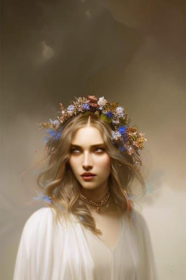 Detailed Portrait of Krista in Art Nouveau Style