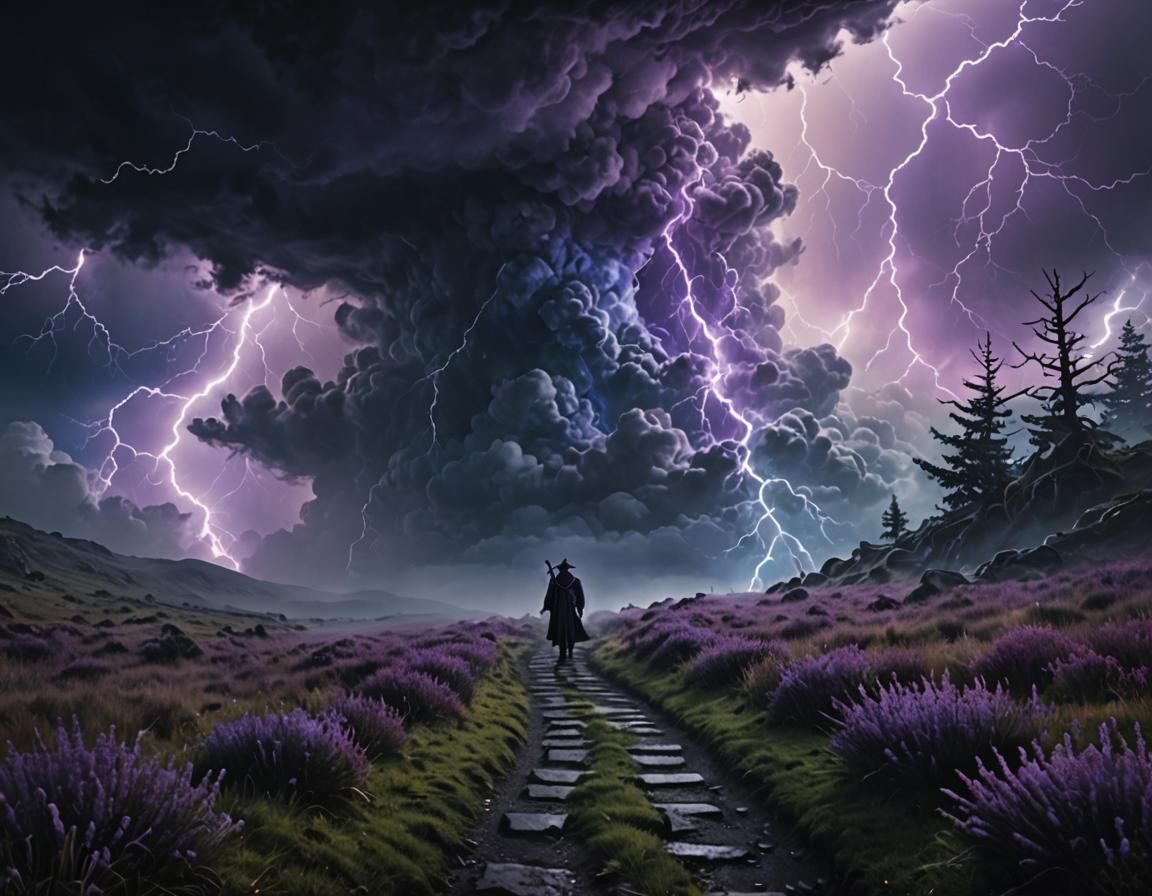 Wizard Walks Into Magical Lightning Storm