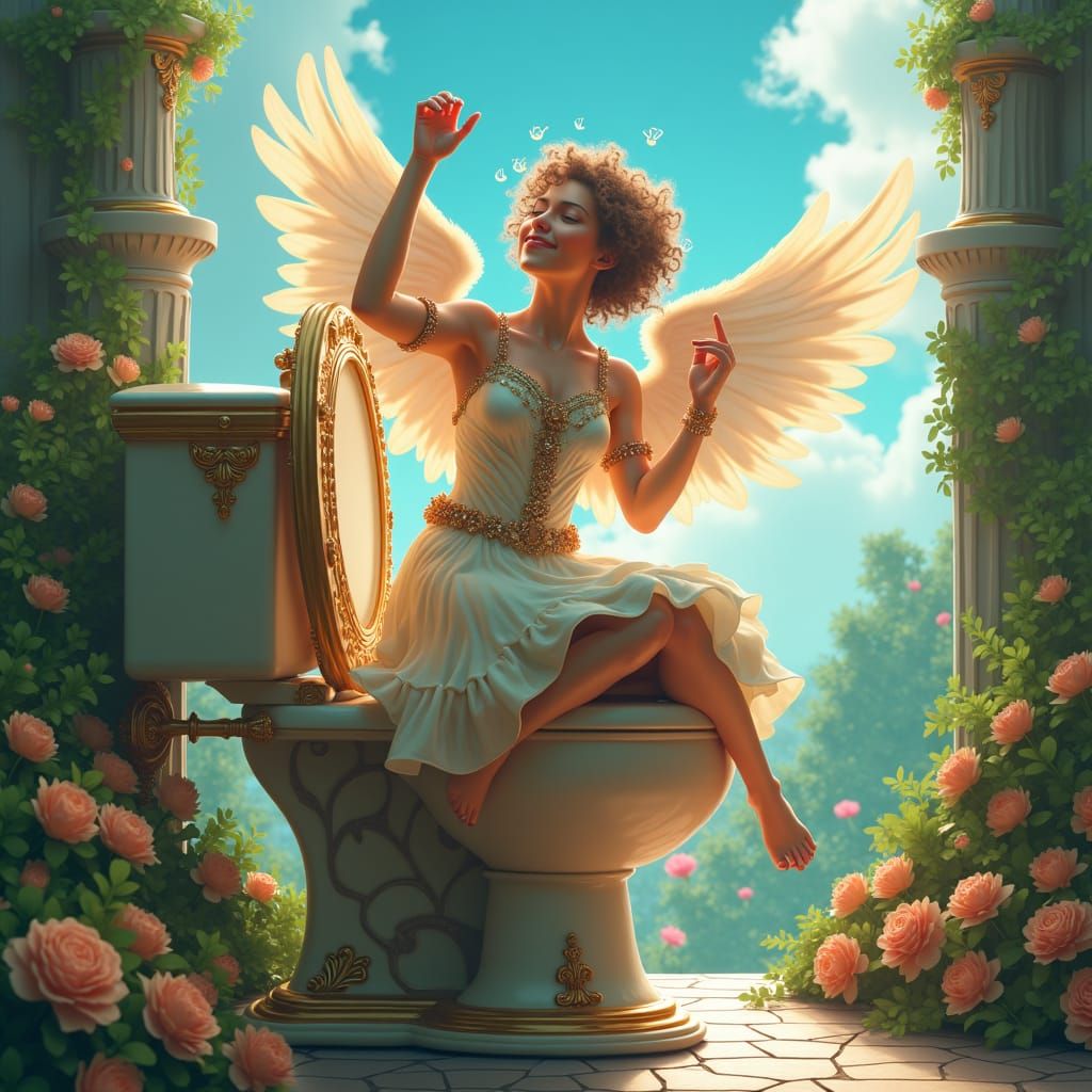 Angel Dances Skibidi on Golden Toilet