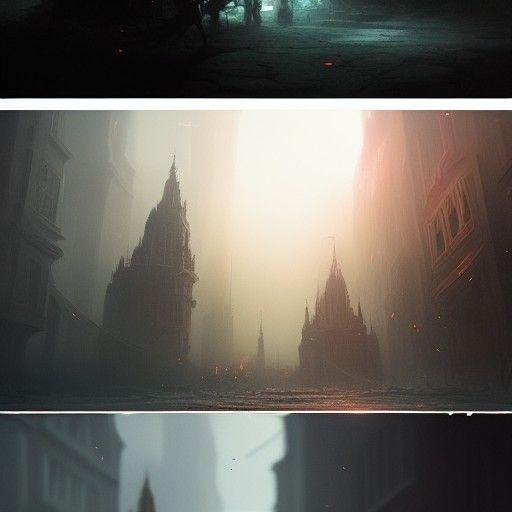 Dark Fantasy Concept Art in Purple and Yellow