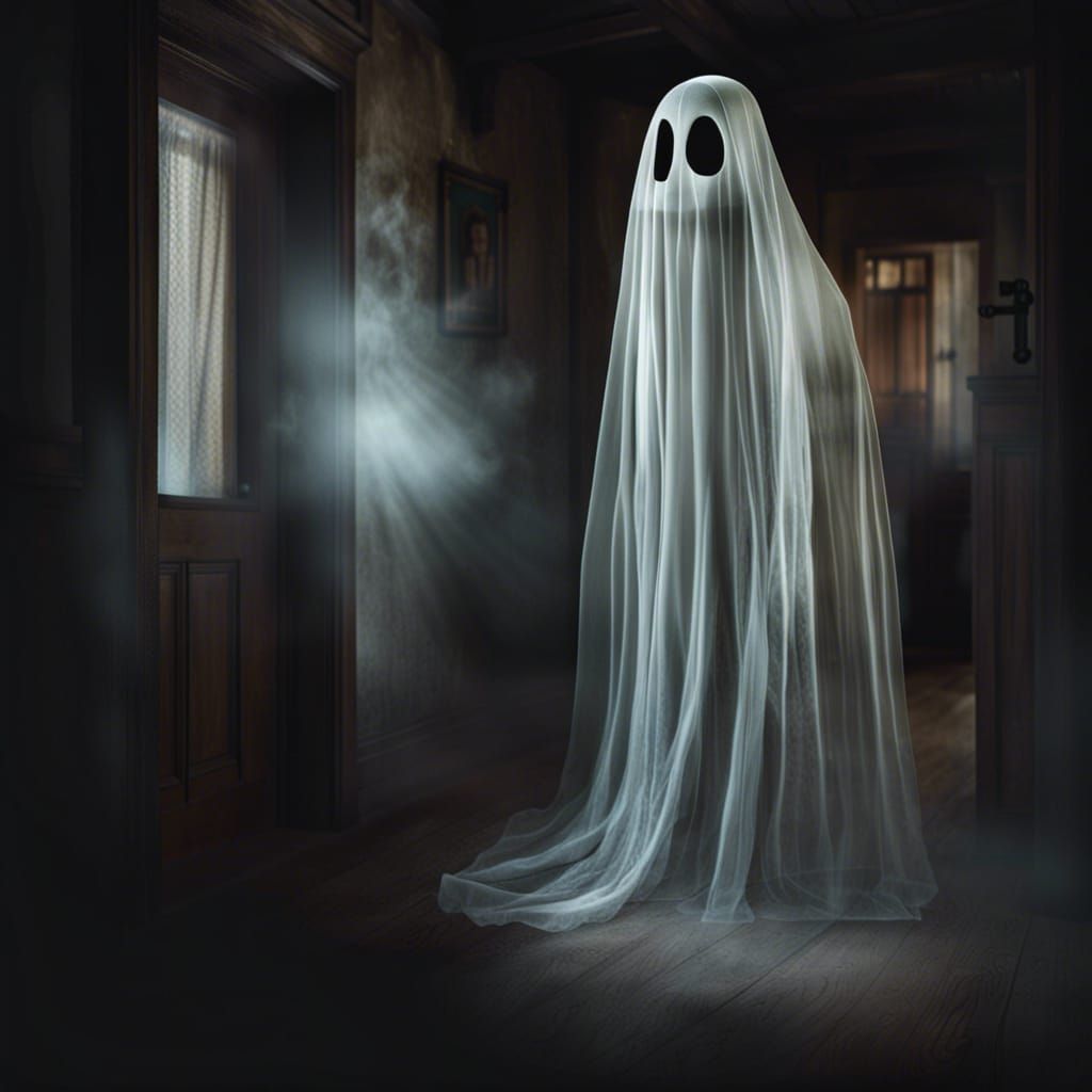 Ethereal Ghost in Dark Old House