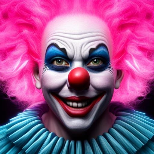Bubblegum Candy Floss Clown: Hyperdetailed Digital Art